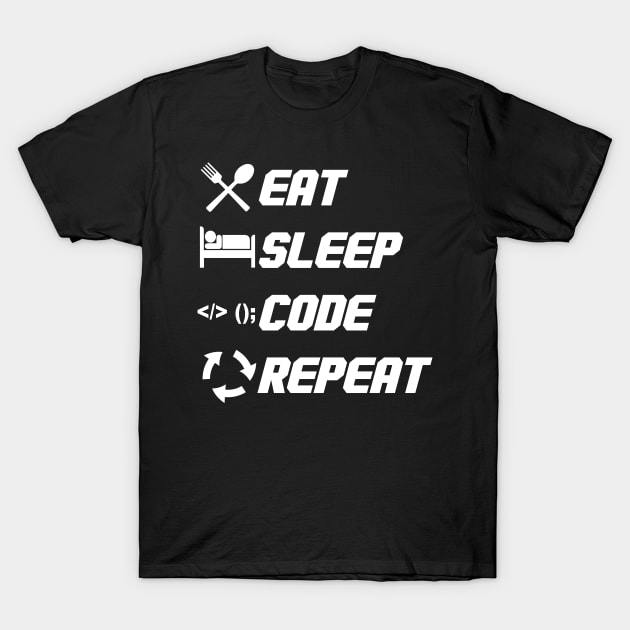 Eat Sleep Code Repeat Gift for Coder T-Shirt by YouareweirdIlikeyou